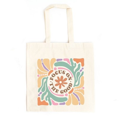 City Creek Prints Boho Focus On The Good Canvas Tote Bag - 15x16 - Natural