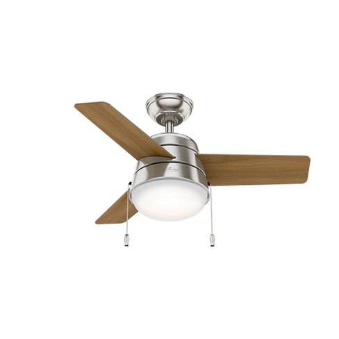 36 Aker Led Lighted Ceiling Fan Brushed Nickel Hunter Fan