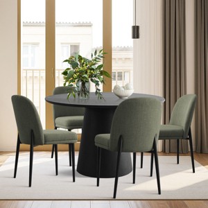 5 Piece Dining Set for 4,Black Extendable Dining Table with 4 Upholstered Armless Dining Chairs for Dining Room,Kitchen-Maison Boucle - 1 of 4