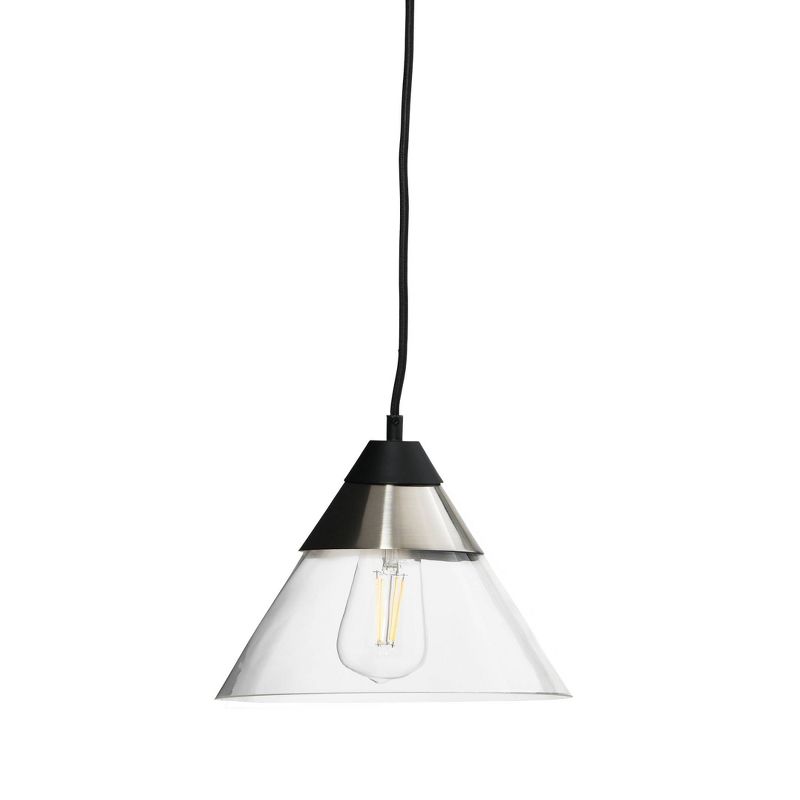 Robert Stevenson Lighting Theo Metal and Conical Glass Ceiling Light Matte Black and Brushed Nickel, 1 of 10