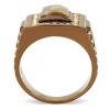 Slickblue Coffee Light Stainless Steel Ring, Brown Rain Flower Stone, Men’s Ring, Square Style, Sizes 8-13 - 3 of 4