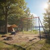 Gymax 2-in-1 Outdoor Swing Set Heavy-duty Steel Swing Stand w/ Glider & 2 U-shaped Swings w/ Adjustable Height - 3 of 4