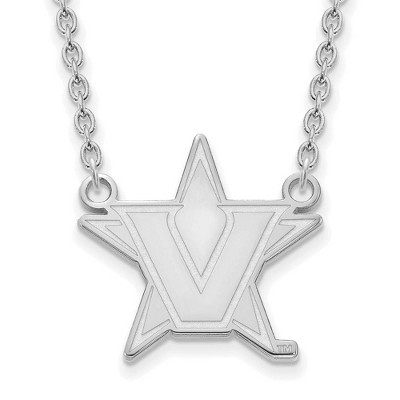 Black Bow Jewelry 10k White Gold Vanderbilt Commodores NCAA Necklace 18 Inch