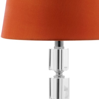 Erin Crystal Cube Table Lamp with Burnt Orange Shade, Set of 2