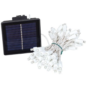 Novelty Lights 50 Light LED Solar Powered String Lights 3" Spacing White Wire 22.5 Feet - 1 of 4