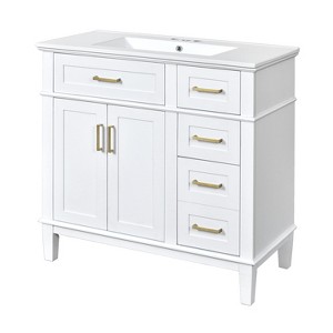 Dexmalle 36" Modern Elegant Bathroom Vanity with 4 Drawers for Storage - 1 of 4