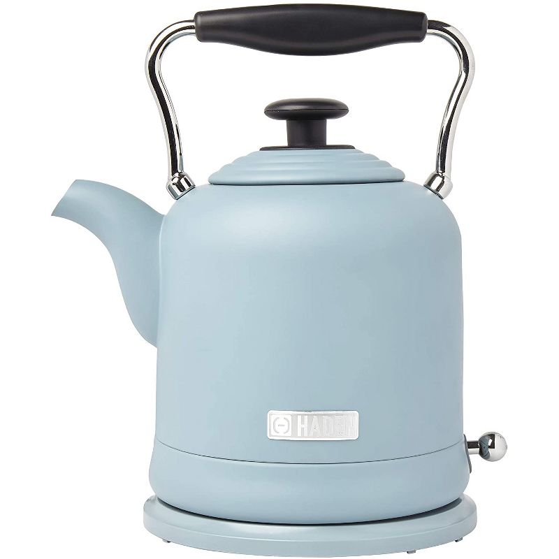 Haden Highclere Vintage Retro 1.5 Liter/6 Cup Capacity Innovative Cordless Electric Stainless Steel Tea Pot Kettle with 360 Degree Base, Pool Blue, 1 of 8