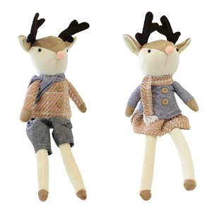 Ganz 21.0 Inch Reindeer Shelf Sitter Set Christmas , Boy Girl Antlers (2PC) - 1 of 3