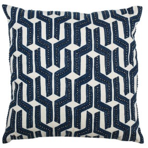 Chauncy Pillow - Navy/White - 20"X20" - Safavieh - 1 of 4