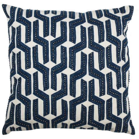 Chauncy Pillow - Navy/White - 20"X20" - Safavieh - image 1 of 4