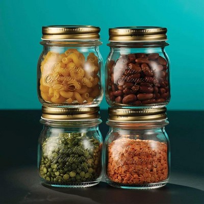 Set of 6 Clear Glass Twist Lock Mason Jars, 6.75 oz