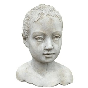 Slickblue Hand Cast Concrete Figurine, Young Girl Statue, Indoor/Outdoor Decor, Natural Finish, 6.3"x5.5"x7.9" - 1 of 4