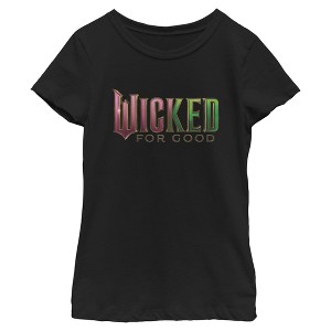 Girls Wicked: For Good Official Pink and Green Logo T Shirt - 1 of 4