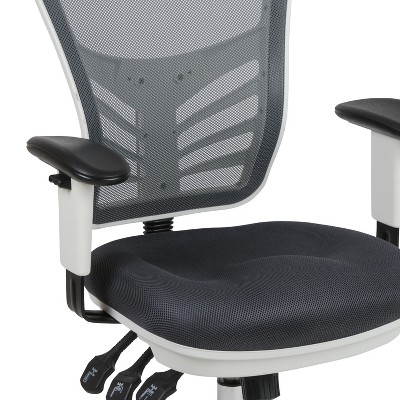 Ergonomic Mid-Back Mesh Executive Chair with Swivel & Adjustable Arms in Gray and White