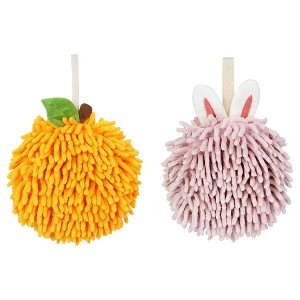 REGALWOVEN 2 Pcs Comfortable Soft Absorbent Chenille Fuzzy Hand Towels - 1 of 4