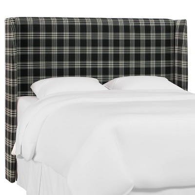 Skyline Furniture Wingback Headboard Barnegat Plaid Black Sea