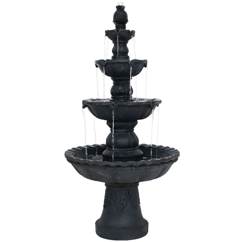 Sunnydaze 52"H Electric Fiberglass and Resin 4-Tier Pineapple Top Outdoor Water Fountain, 1 of 14
