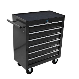 Gulches 6-Drawer Multifunctional Tool Cart with Lock, Ball-Bearing Slides, Powder-Coated Steel, Universal Wheels with Brakes - 1 of 4