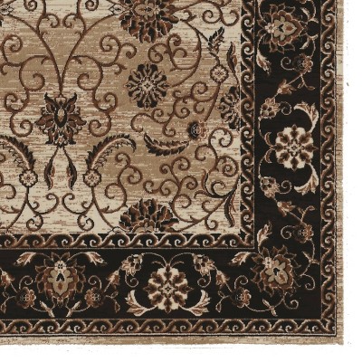 Vintage Brown and Black Microfiber Polyester 5' x 7' Rug