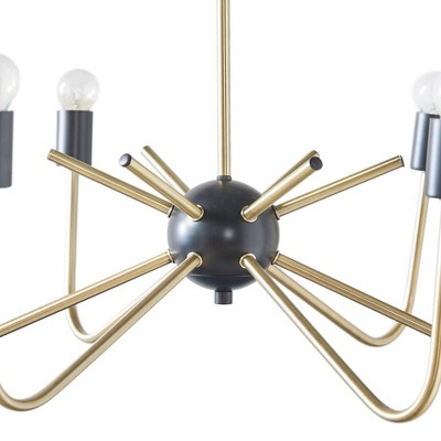 Alexis Two-Tone Antique Brass & Black 6-Light Chandelier