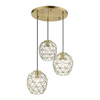 Geometrix Antique Brass 3-Light Indoor/Outdoor Pendant