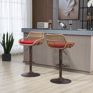 CAVINAS 25.6"-33.4"Adjustable Counter Height Bar Stools,Set of 2,360°Swivel Rattan Barstools with Cushion,Modern Counter Stools for Kitchen - 1 of 4