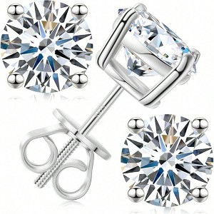 Stud Earrings, 3 - 10mm, 0.2ct - 8.0ct,Silver, Round Cut, Color Created, for Women Men - 1 of 4
