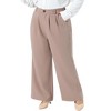 Women's Plus Size Button High Elastic Waisted Long Straight Business Casual Suit Pants with Pockets - Agnes Orinda - 2 of 4