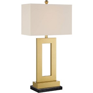 360 Lighting Marshall Modern Table Lamp with Black Marble Riser 30" Tall Champagne Gold Oatmeal Shade for Bedroom Living Room Bedside Nightstand House - 1 of 4