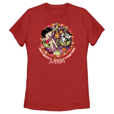 Women's Betty Boop Libra Zodiac T-shirt - Red - 2x Large : Target