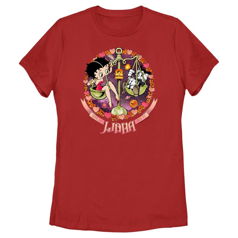 Women's Betty Boop Libra Zodiac T-Shirt, 1 of 5