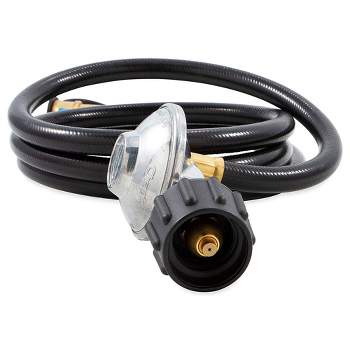 Camco Regulator with 6 Foot Propane Hose and Female Quick Connect Acme Nut for Low Pressure Gas Appliances, Black (Gas Bottle Sold Separately)
