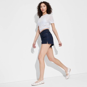 Women's Foundational Curvy Heritage Denim Shorts - Wild Fable™ Dark Wash - 1 of 3