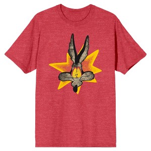 Looney Tunes Wile E Coyote Men's Red Heather T-shirt - 1 of 1