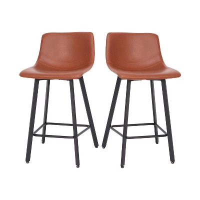 Taylor & Logan Set of 2 Brandy Modern Upholstered Bucket Seat Counter Height Barstools