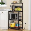 Anycoo 4-Tier Bakers Rack with Power Outlets, Microwave Stand with Storage, Freestanding Kitchen Shelf, Coffee Bar Table, Black/Brown/Gray - 2 of 4