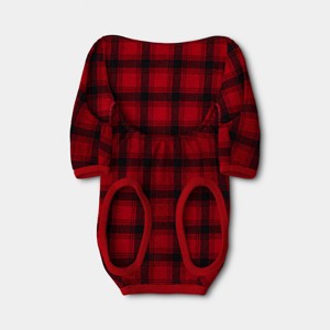 Plaid Brushed Fleece Pet Pajamas - Wondershop™ Red/Black - 1 of 3