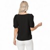 Anna-Kaci Women's Short Puff Sleeve Blouse with Scoop Neckline and Tie Cuff Detail for a Feminine Everyday Look - 4 of 4