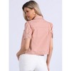 INSPIRE CHIC Women's Casual Short Puff Sleeves Button-Down Jean Denim Jacket - 4 of 4