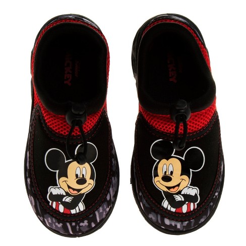 Disney Mickey Mouse Toddler Boys Water Shoes With Bungee Cord Closure Black Red Size 5 6 Target