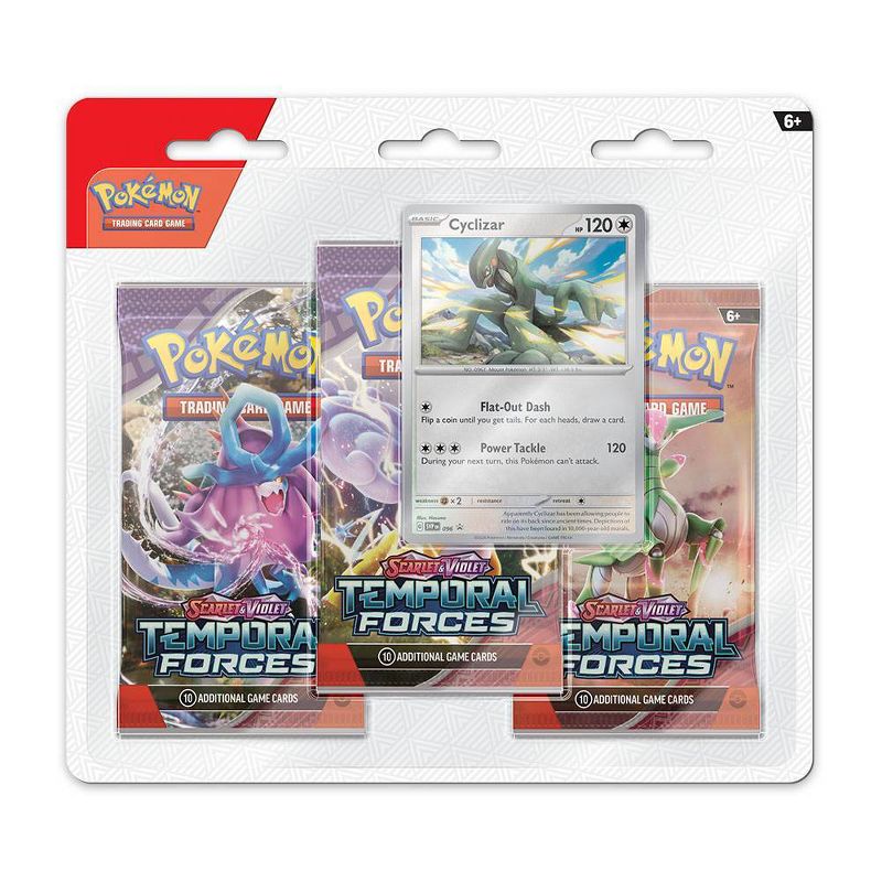 Pok&#233;mon Trading Card Game: Scarlet &#38; Violet&#8212; Temporal Forces Three-Booster Blister Cyclizar, 1 of 4