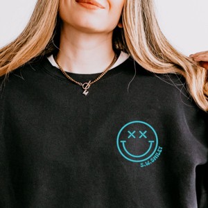 Simply Sage Market S.W.Smiley Embroidered Simple Wink Bold Lightweight Garment Dyed Sweatshirt - 1 of 4