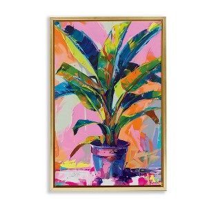 Stupell Industries Vivid Saturated House Plant Black Framed Floater Canvas Wall Art - 1 of 4