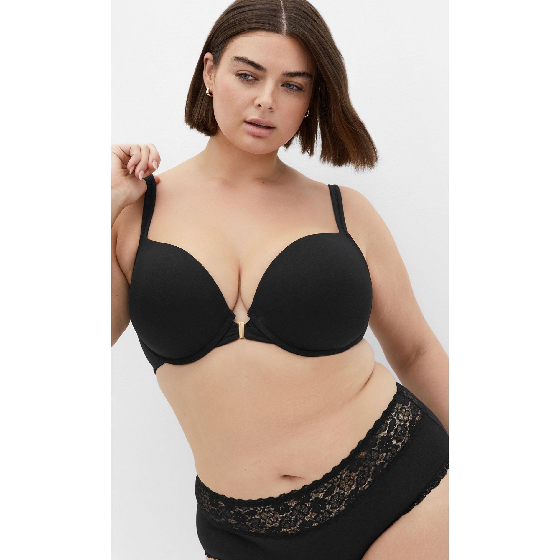 CITY CHIC | Women's Plus Size Smooth & Chic Front Close Cotton Push Up Bra - black - 40D