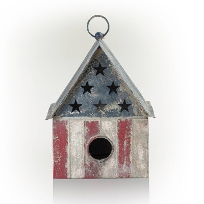 Alpine 10" Vintage Patriotic Iron Birdhouse