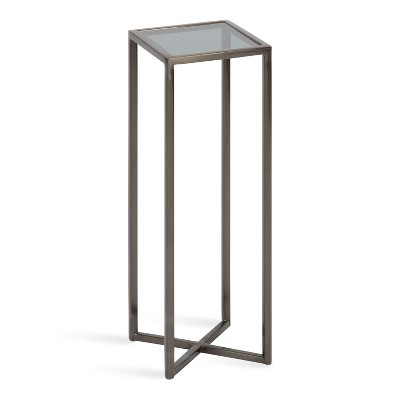 Jaspur Pewter Square Metal and Glass Compact Drink Table