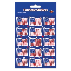 Beistle U S Flag Stickers, 4.75" x 7.5", (24/Pkg) Multicolored - 1 of 1