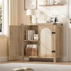 coucheta Set of 2 Rattan Sideboard Buffet Cabinets with Storage, Farmhouse Storage Cabinet, Wooden Coffee Bar Cabinet for Kitchen, Dining Room - 3 of 4