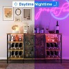 Wine Rack and Glass Holder, Farmhouse Wine Bar Cabinet, Industry Coffee Bar with Led Light, Metal Sideboard and Liquor Table Cabinet with Mesh Door - 4 of 4