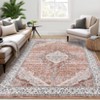 Boho Vintage Floral Printed Area Rug Machine Washable Foldable Ultra Thin Non Slip Stain Resistant Carpet for Living Room Bedroom - 3 of 4